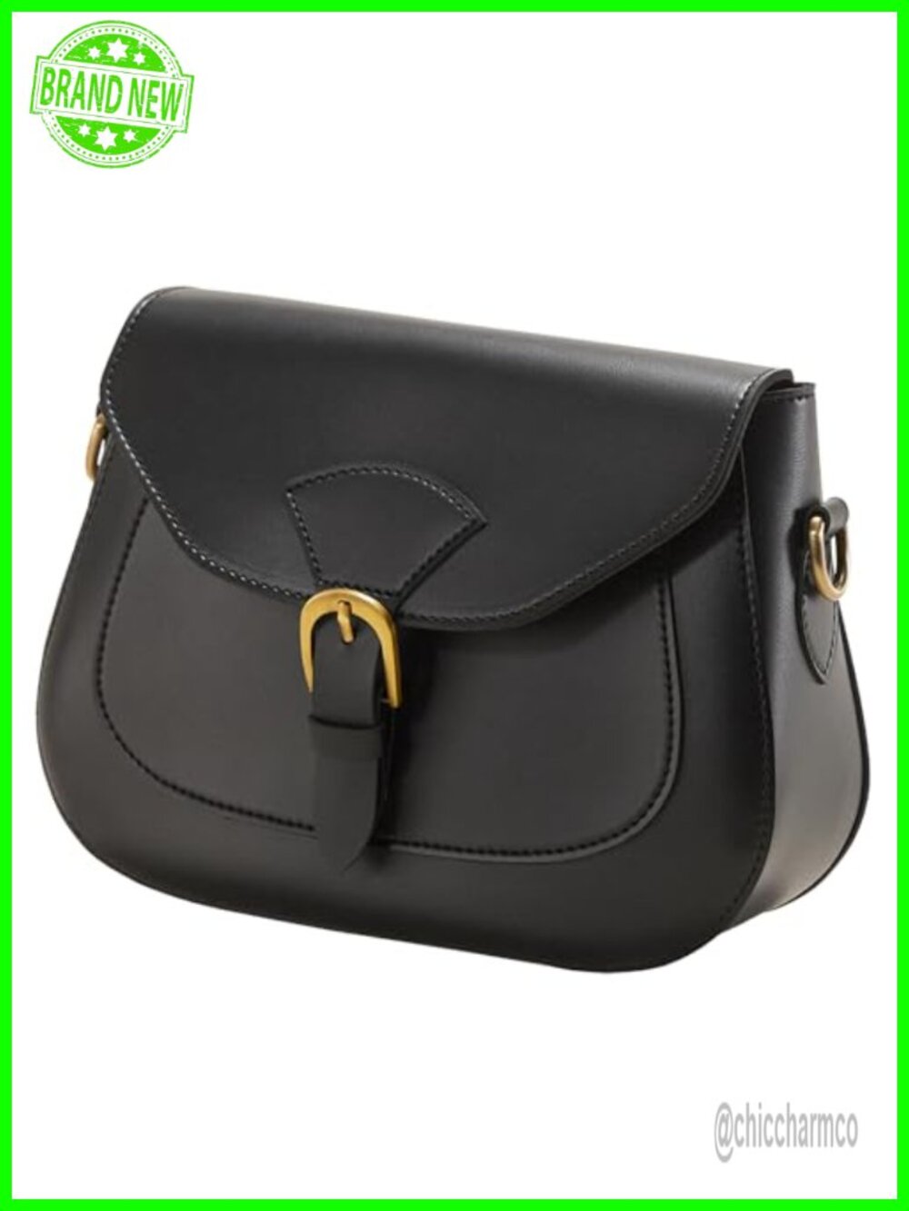 Vintage Vegan Leather Crossbody Saddle Bag Adjustable Strap Magnetic Flap